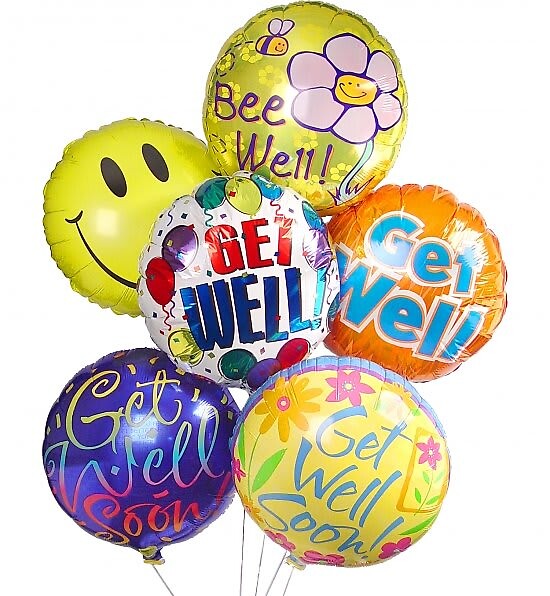Six Mylar Get Well Balloon